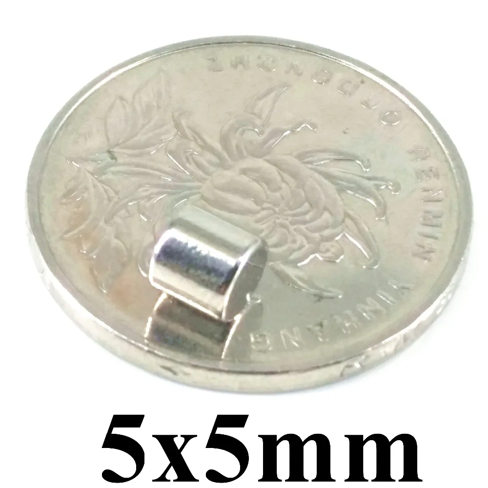 50 шт. 5x5 мм неодимовые мощные Дисковые магниты 5x5 N35 ndfeb супер постоянный магнит высокое качество 5*5 D5* 5 мм