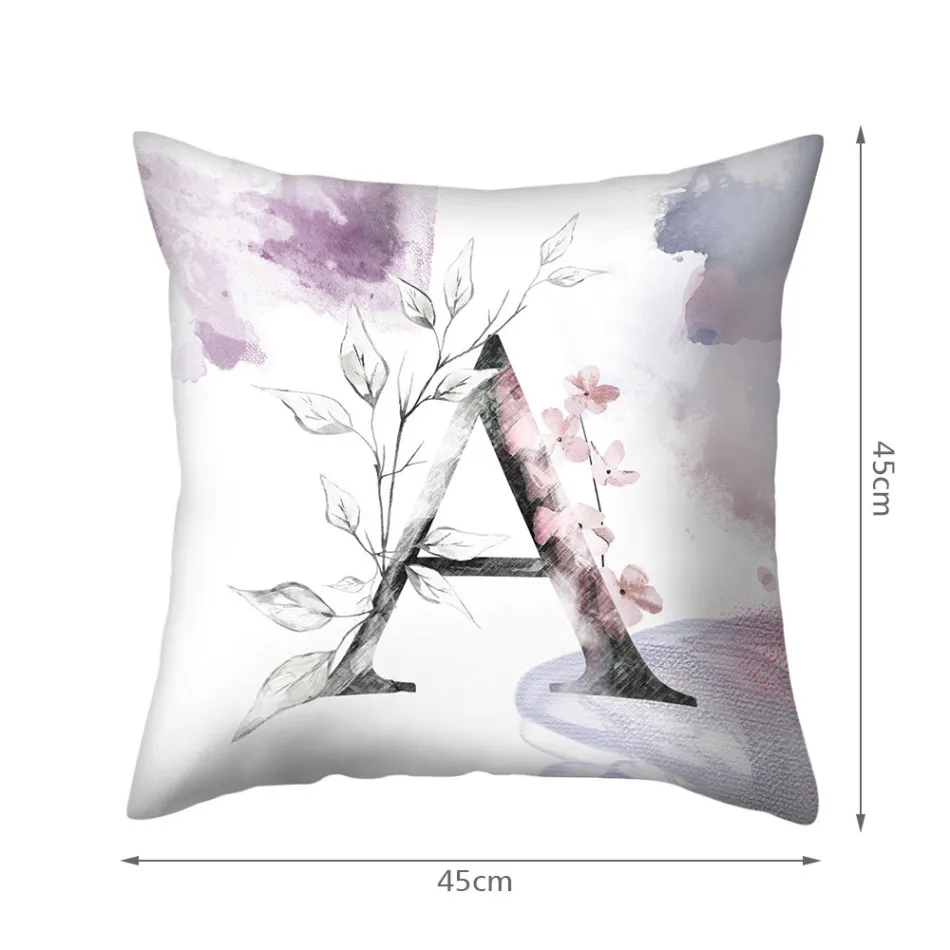 

Decorative Pillows Cover 26 English Alphabet Letter Throw Pillowcase for Living Room Sofa Home Decor Office Chairs Cushion Cover