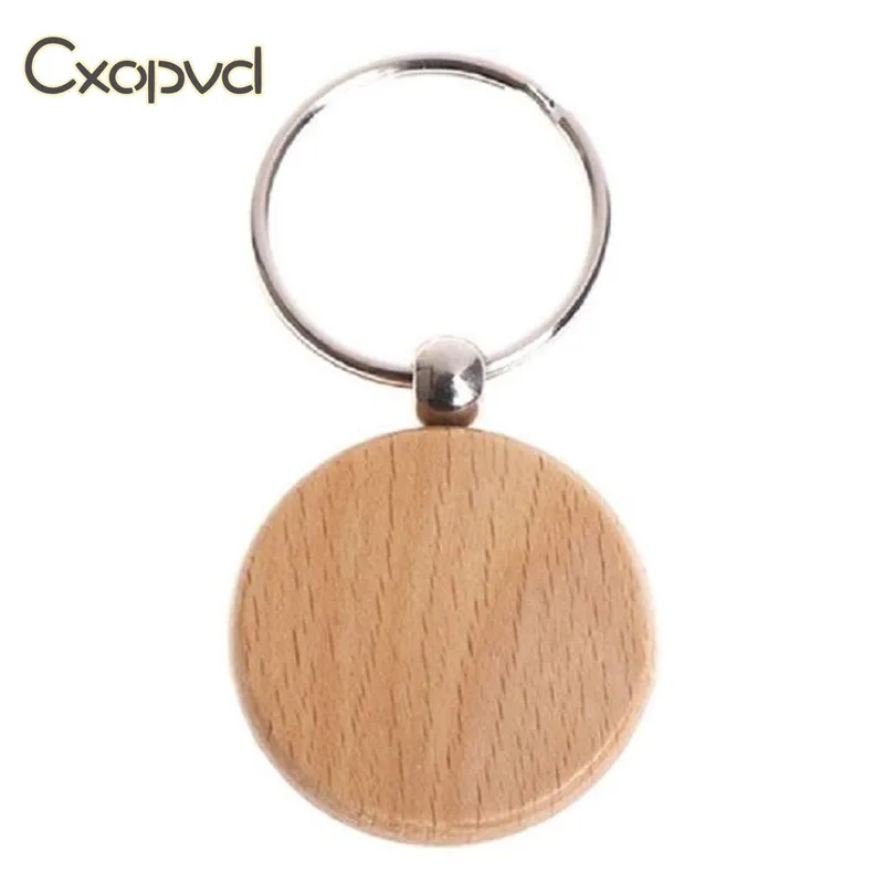 

20Pcs Blank Round Wooden Keychain DIY Wooden Keychain Key Tag Gift
