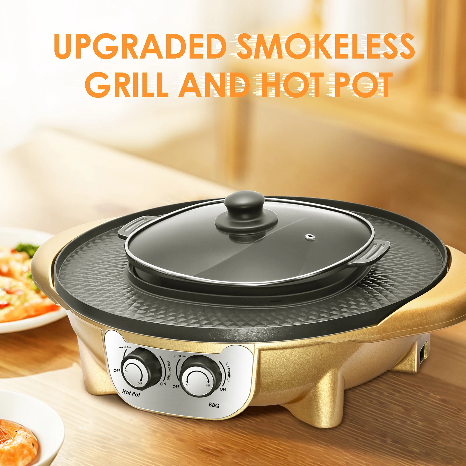 Pаспродажа Портативный гриль для барбекю 2 в 1, 2200 Вт