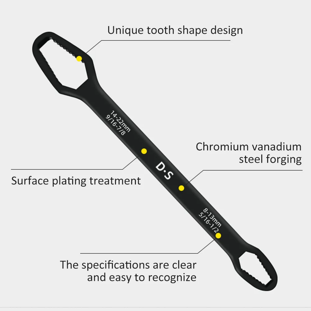 

Double-Head Universal Spanner Double-Headed Self-Tightening Hand Tools Screw Nuts Wrenches Repair Hand Tools For Car Bicycle Car