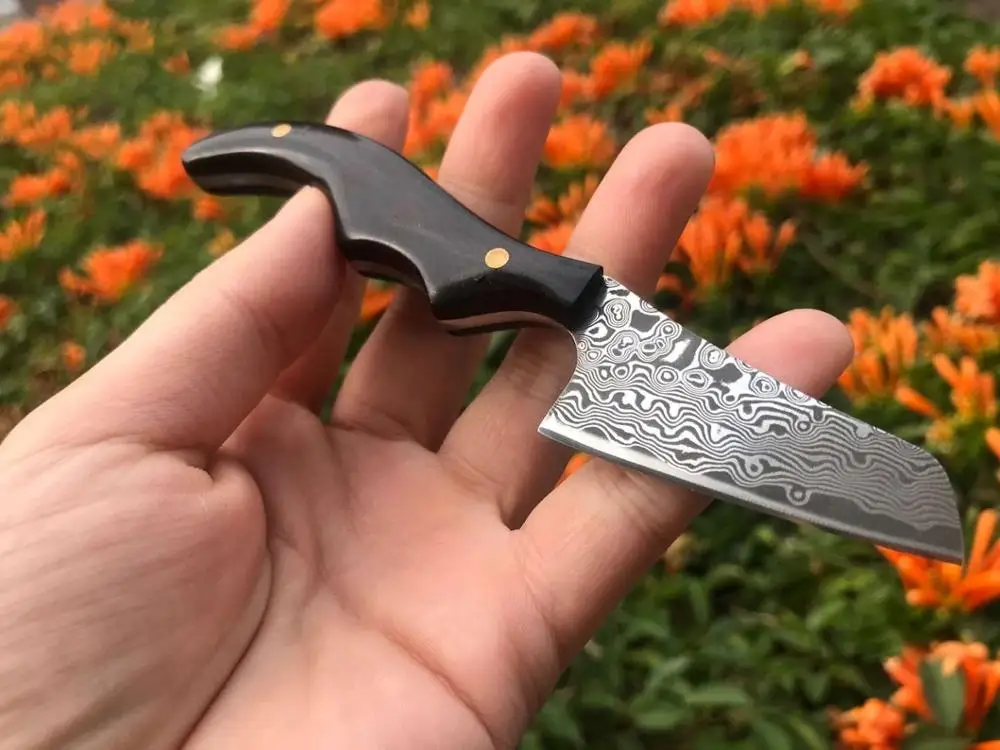 90 слоев Дамасская сталь фиксированный нож ручной работы кованый охотничий 60HRC Ebony