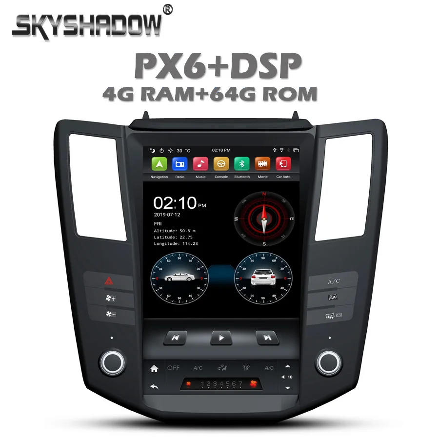 Вертикальный автомобильный dvd-плеер Tesla DSP IPS PX6 Android 10 0 4G + 64G GPS RDS радио Wifi BT 5 для LEXUS