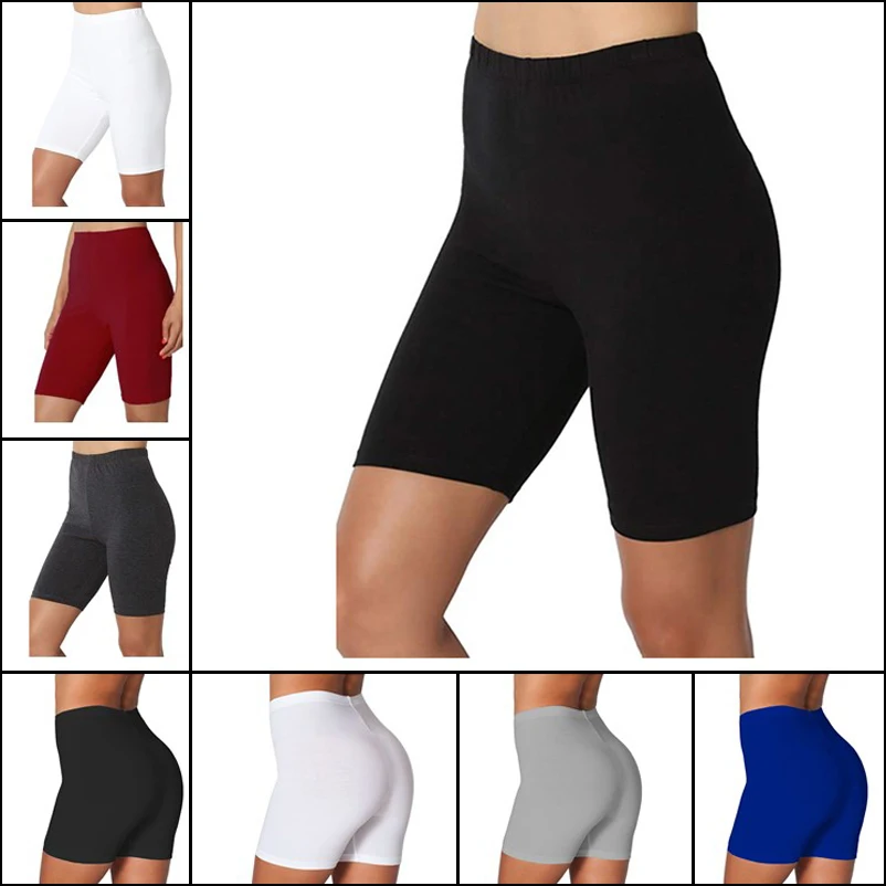 

Женские тонкие шорты для фитнеса, повседневные облегающие брюки с завышенной талией, Летние черные шорты до колен, облегающая уличная одежд...