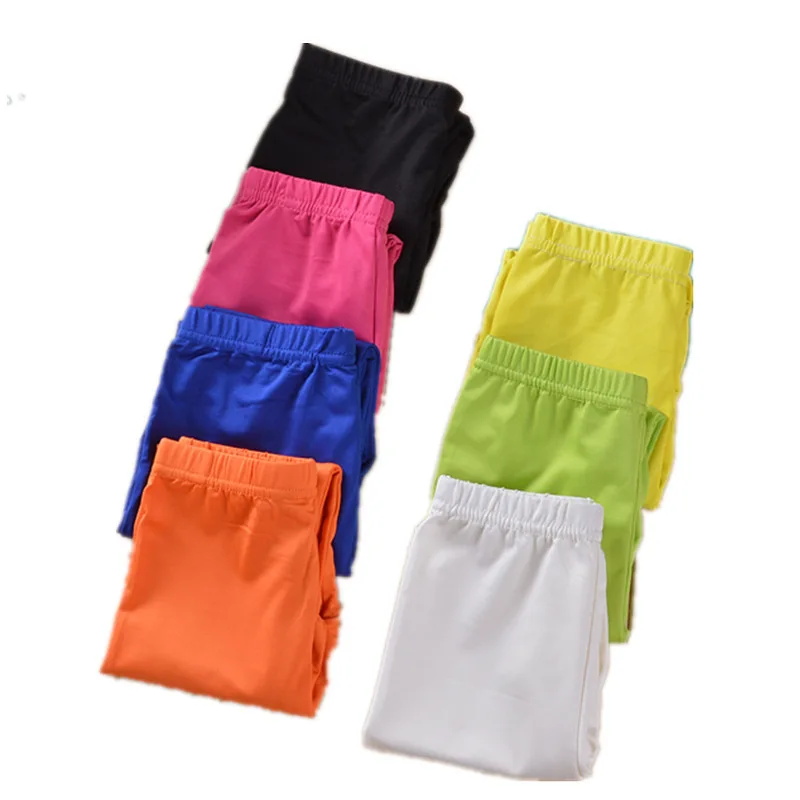 

Girls Pants Spring Summer Soft Elastic Milk Silk Kids Leggings Candy Color Skinny Trousers Solid Color For 3-8Y Children