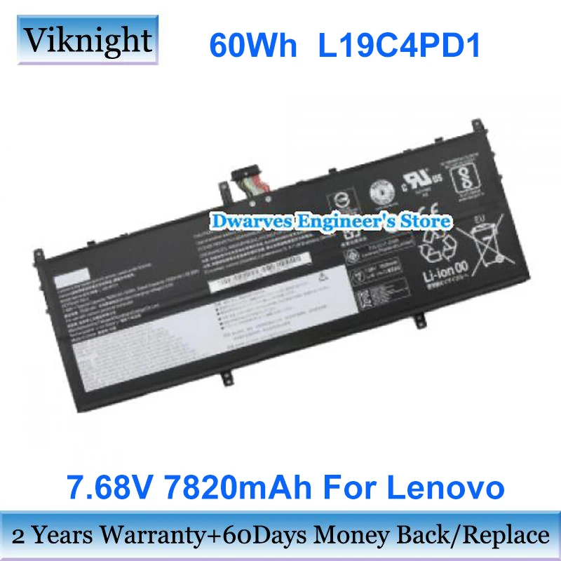 Аккумуляторная батарея L19C4PD1, 7,68 в, для ноутбука Lenovo Yoga C640 13 Yoga C640 13IML, SB10W67395 7820mA 60Wh, 4 ячейки Аккумуляторная батарея L19C4PD1, 7,68 в, для ноутбука Lenovo Yoga C640 13 Yoga C640 13IML, SB10W67395 7820mA 60Wh, 4 ячейки