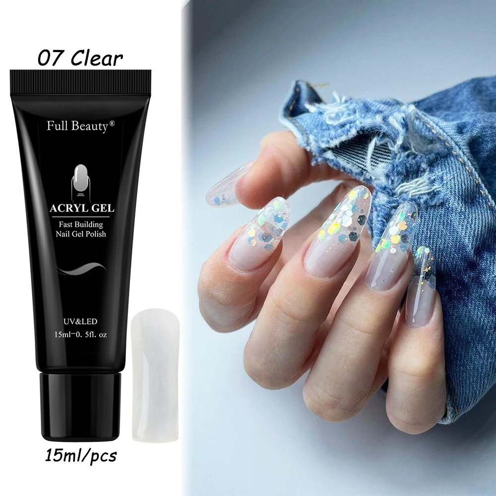 Акригель для наращивания ногтей 15 мл нюдовый розовый быстрого французский