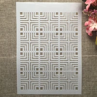 a4 29cm square in square texture diy layering stencils wall painting scrapbook coloring embossing album decorative template
