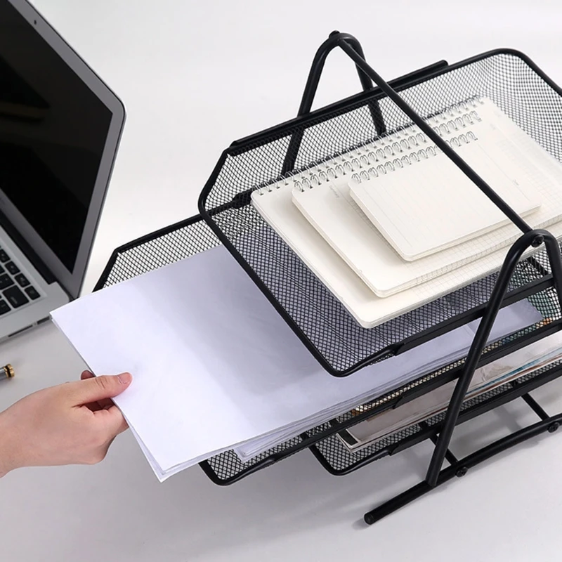 

Metal Mesh 2 Tier Document Letter Tray Desk Organizer File Organizer Office