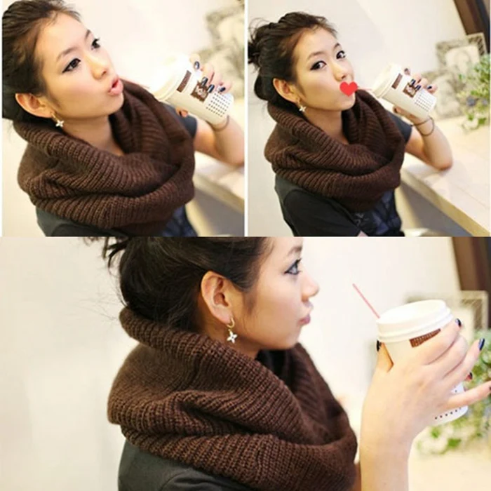 

Winter Men Women Knitted Scarf Shawl Wrap Warm Soft Neckerchief Scarves TC21