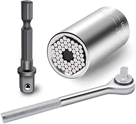 

1/4''-3/4'' (7-19mm) Multi-Function Ratchet Wrench Power Drill Adapter 3Pcs Set, Motor repair DIY Tools Universal Socket Gifts