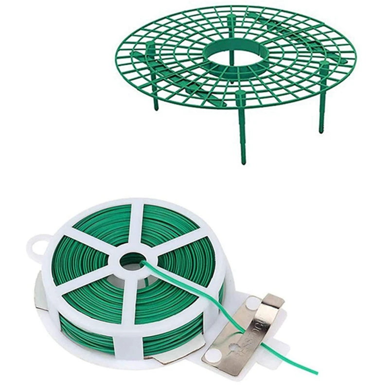 

6Pcs Plant Strawberry Growing Circle Support Rack & 1X Gardening Twisted Wire With Gardening Twisted (20M, Green)