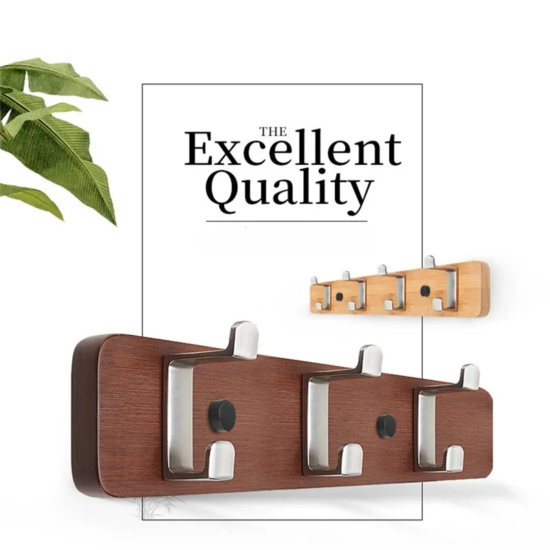 Креативный сплав двойные крючки бамбуковые настенные вешалки для одежды в
