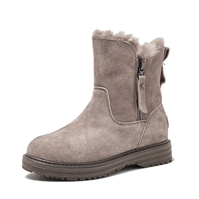 

Snow Boots Women's Fashion Winter New Plus Velvet Thick Leather Martin Boots Autumn And Winter Warm Fur Cotton Shoes