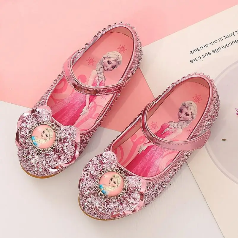 -Принцессы из мультфильма “Холодное сердце” детские кожаные сандалии для