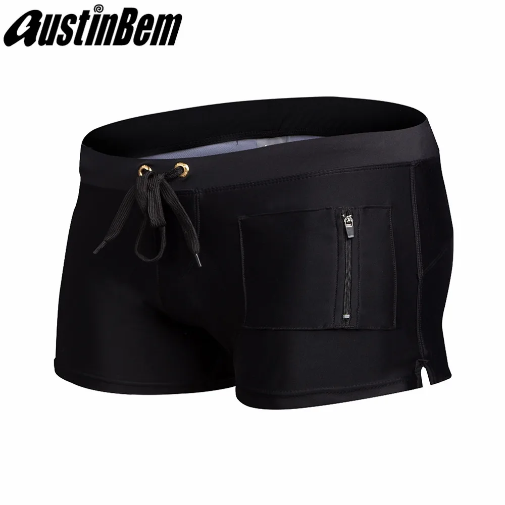 Купальные костюмы AUSTINBEM для пляжа, мужские купальные шорты для мальчиков, шорты с карманами на молнии, De Bain Homme, плавки для купания - Цвет: 01