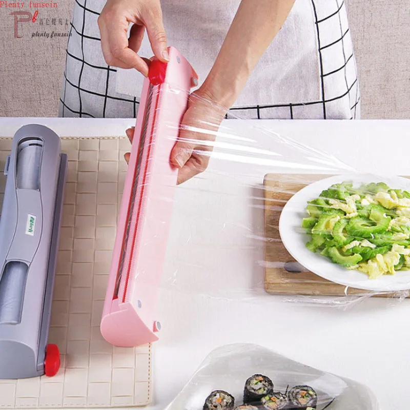 

Magic ABS Good Useful Fruit Food Fresh Keeping Plastic Cling Wrap Dispenser Preservative Film Cutter Kitchen Tool Accessories