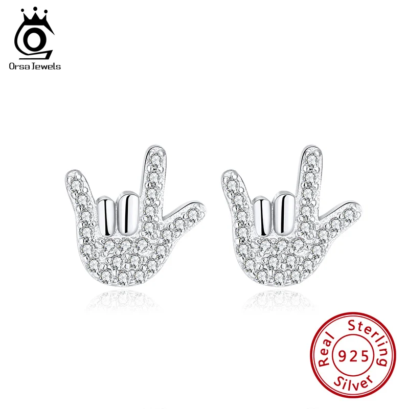 ORSA JEWELS маленькие жест серьги оригинального дизайна с AAAA Циркон 925 пробы
