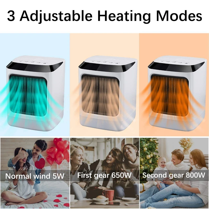 

Space Heater Portable Desktop Fast Heating Fan with Overheat Protection Screen Display 7 Color LED Night Lights
