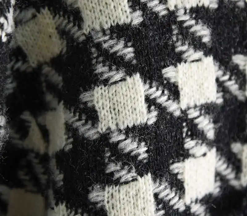 

High Women's Chic quality 64%Wool plaid knitted coat Fashion women loose cardigans B316