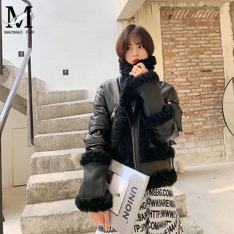 Women's Down Coat Leather Sheepskin Winter 2019 Fashion Thicken Fur Short Style Ladies White Duck Jacket | Женская одежда