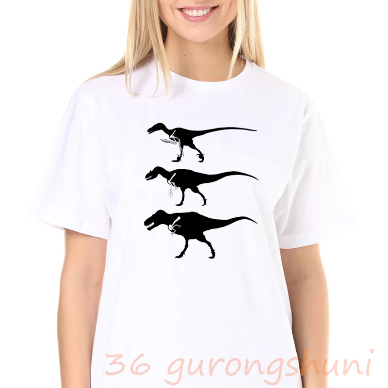 Топы Парк Юрского периода тираннозавр Рекс графические белая футболки женские с