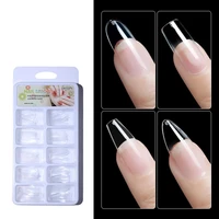 100pcsbox nail art tips no crease ultra thin transparent artificial nail form mold for nail salon reusable finger extension too