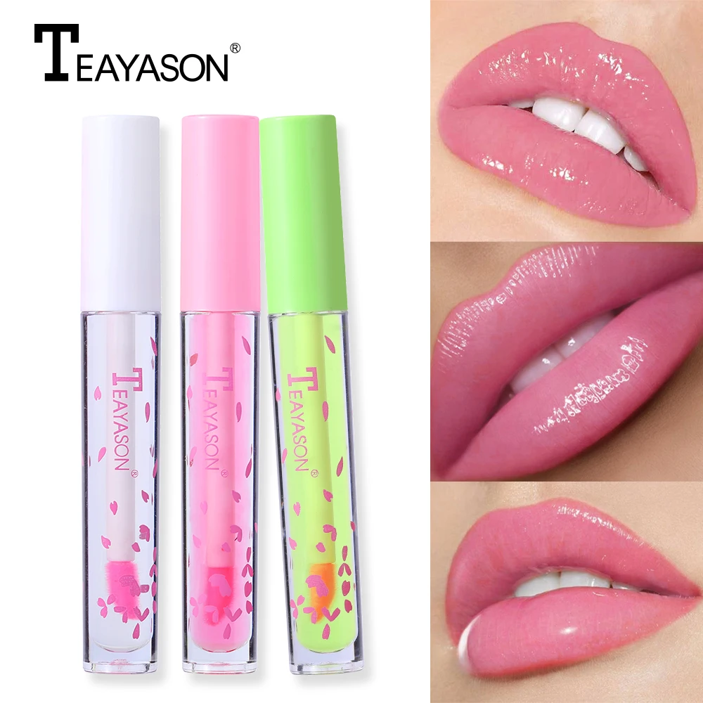 

Teayason moisturizing lip oil glass mirror effect long lasting waterproof anti crack aloe peach changing color lip gloss AM186