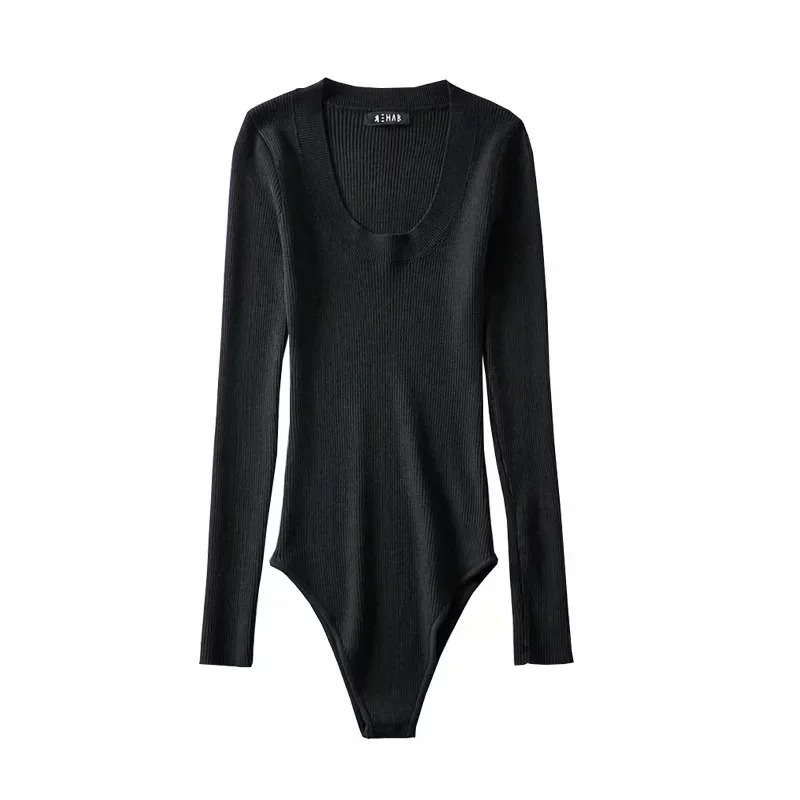 

Autumn Winter Bodysuits Women Clothes Fashion Casual Tops Pullover Knitted Long-Sleeve Elastic Sweaters