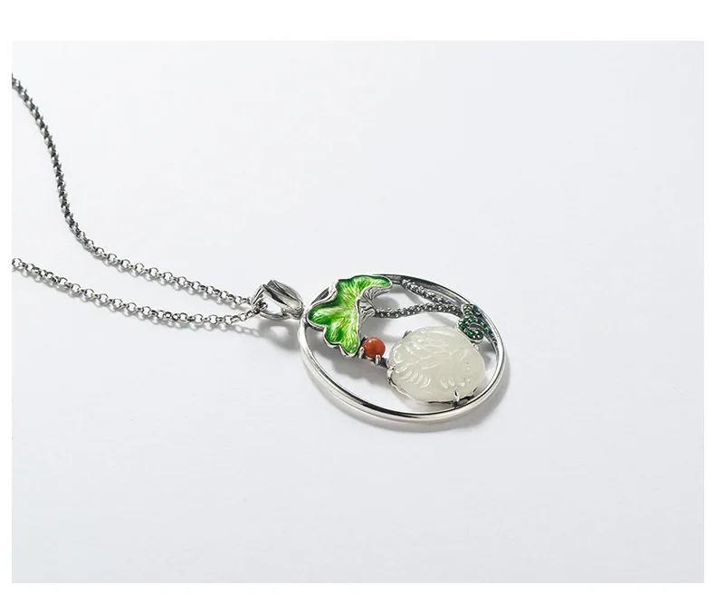 

Free Shipping S925 Silver Lotus Leaf Necklace Women's Necklace Choker Ornament Silver Pendant