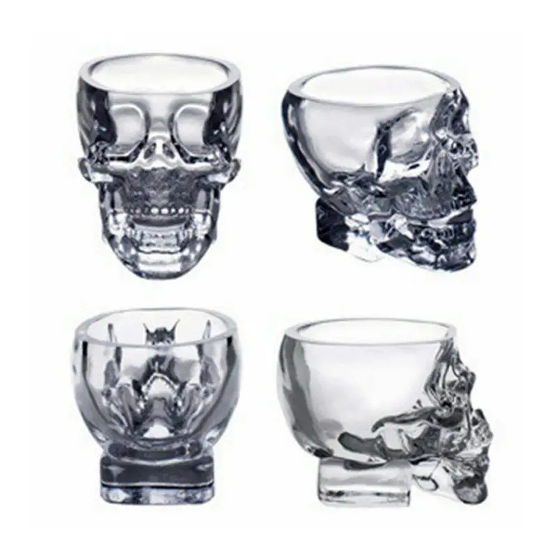 

4PCS Skull Bottle Glass Cup Set Crystal Skull Decanter Glasses Shot Glass Mug Wine Vodka Bottles Transparent Whiskey Cocktail