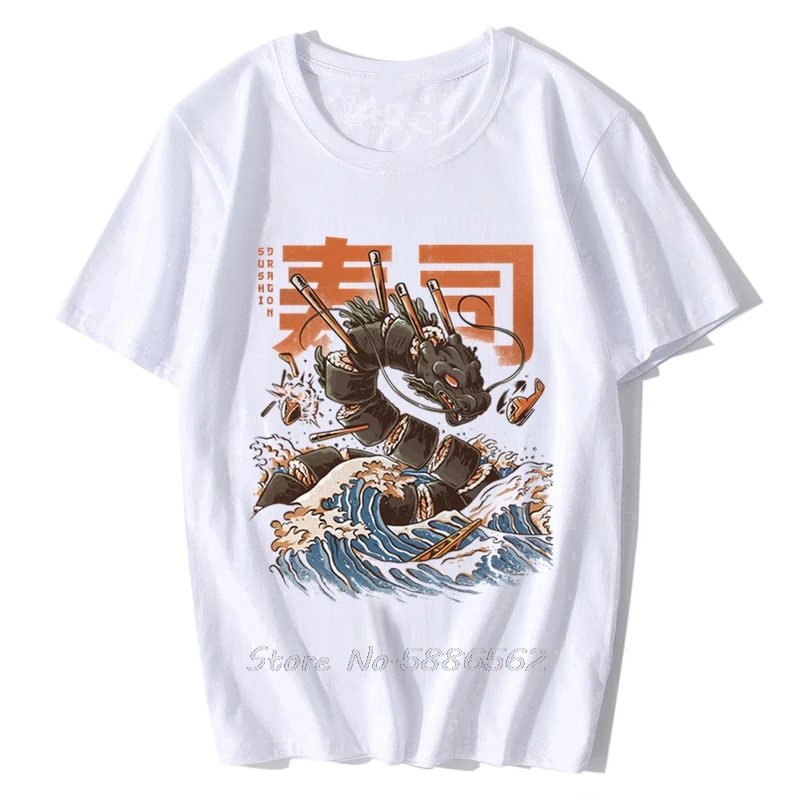 

Japan Anime Style Food Design Sushi Kaiju Tshirt Men Summer New White Short Homme Casual Harajuku Funny T Shirt Unisex Streetwea