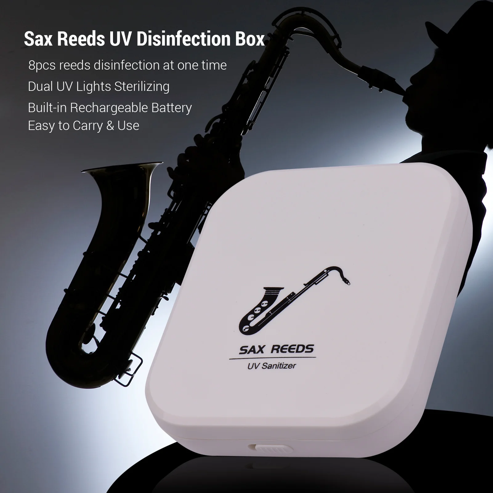 

Musical Instrument Reeds Sanitizer Box UV Disinfection Ultraviolet Light Sterilizing for Saxophone Clarinet Wind Instrument Reed