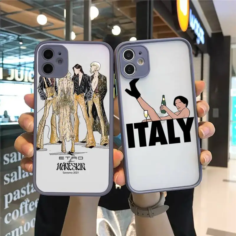 

Maneskin Damiano David Phone Case For iPhone 12 11 Mini Pro XR XS Max 7 8 Plus X Matte transparent Gray Cover