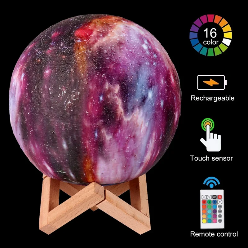 

8-20cm 16 Colours Moon Lamp LED Night Light USB Moon Lamp Remote Touch Rechargeable Colors Moonlight Nightlight for Home Decor