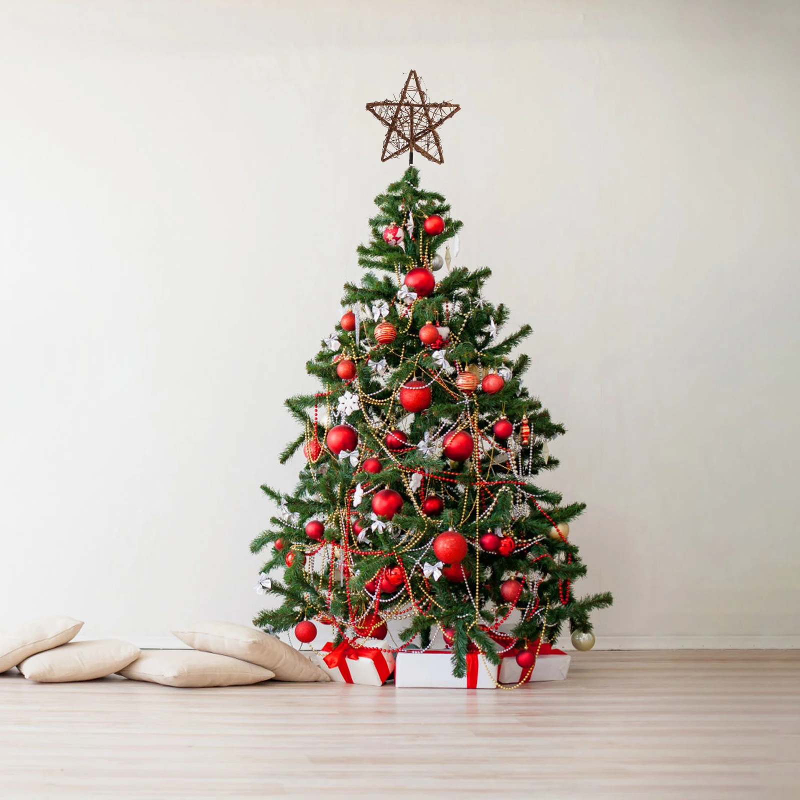 Rustic Christmas Tree Topper Hollow out Star Xmas Ornament Party Supplies | Дом и сад
