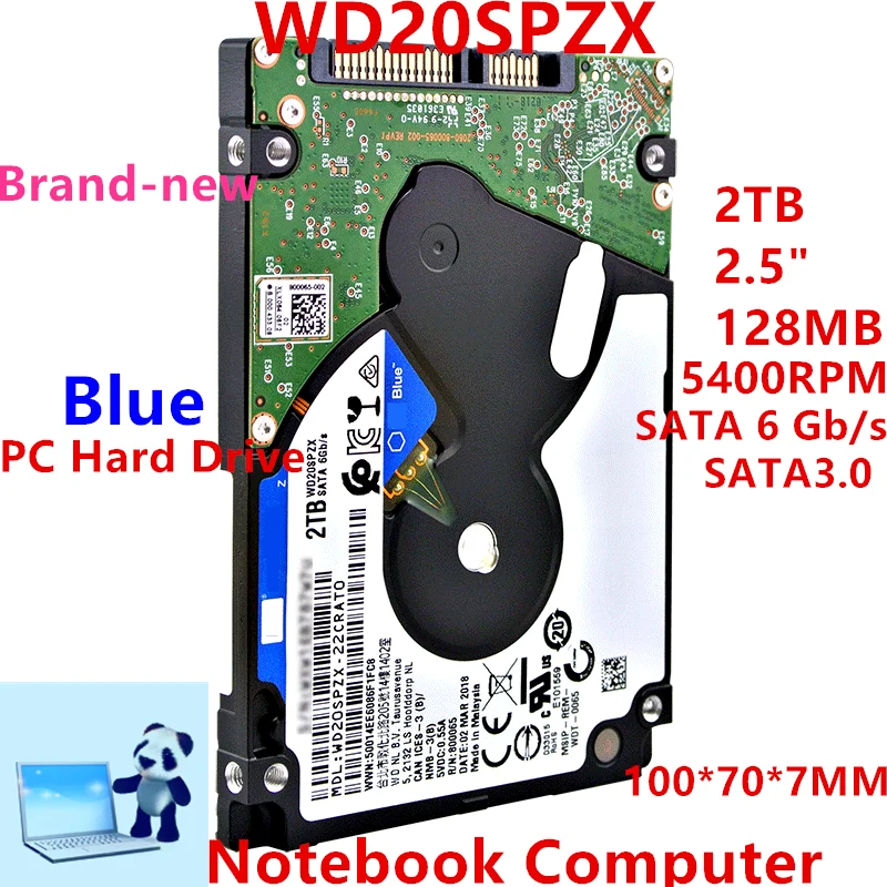 

New Original HDD For WD Blue 2TB 2.5" SATA 6 Gb/s 128MB 5400RPM For Internal Hard Disk For Notebook Hard Drive For WD20SPZX