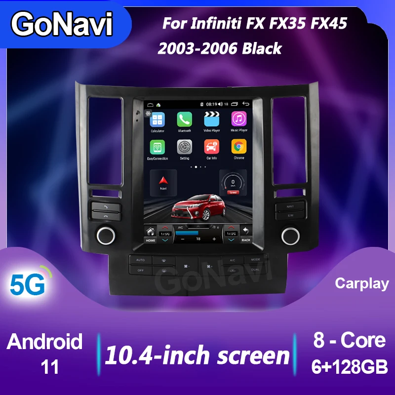 Автомобильный радиоприемник GoNavi 2 Din Tesla Gps Android для Infiniti FX FX35 FX45 видео центральный
