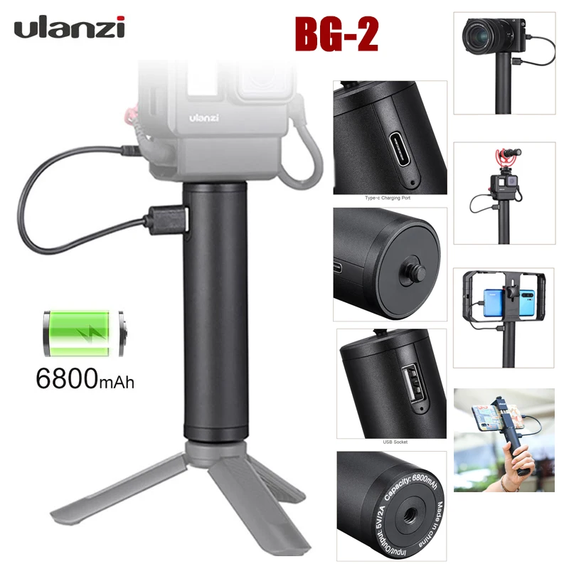 Ulanzi BG2 батарея рукоятка 6800mAh Блок питания ручка селфи палка для Gopro 7 6 5 Osmo