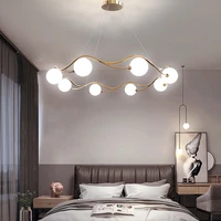 modern round wave shape chandelier lighting led lamp chandeliers living room bedroom study kitchen gold round crystal ring light