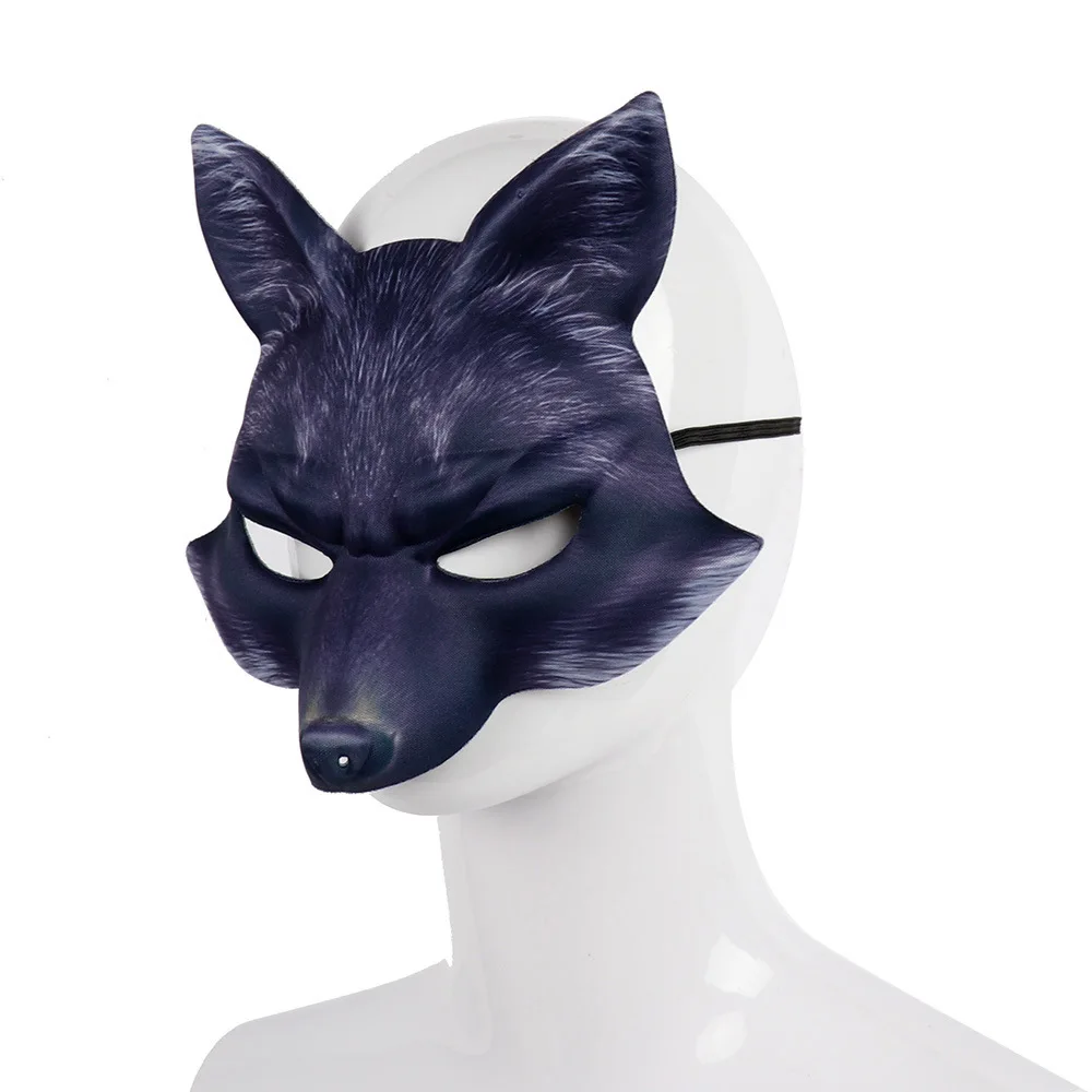 Halloween Party Unique Adult Masquerade Half Face 3D Black Fox Realistic Animal Mask Wolf | Дом и сад
