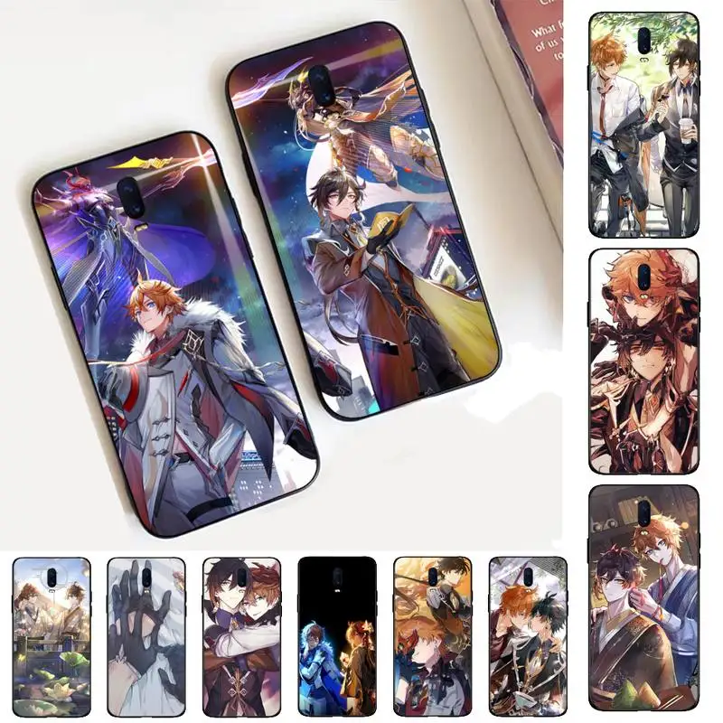 

FHNBLJ Zhongli & Tartaglia Genshin Impact Phone Case for Vivo Y91C Y11 17 19 17 67 81 Oppo A9 2020 Realme c3