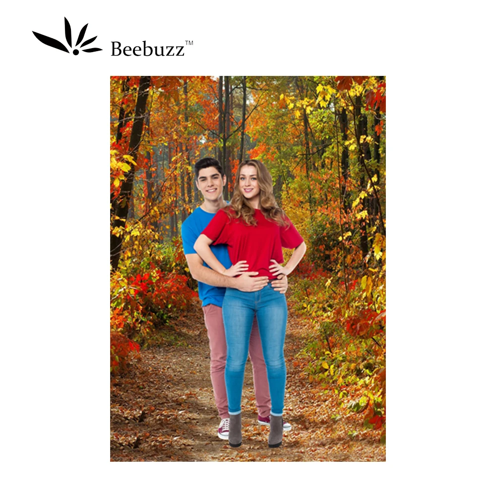 Осенний фон для студийной фотосъемки с изображением джунглей и дороги желтого