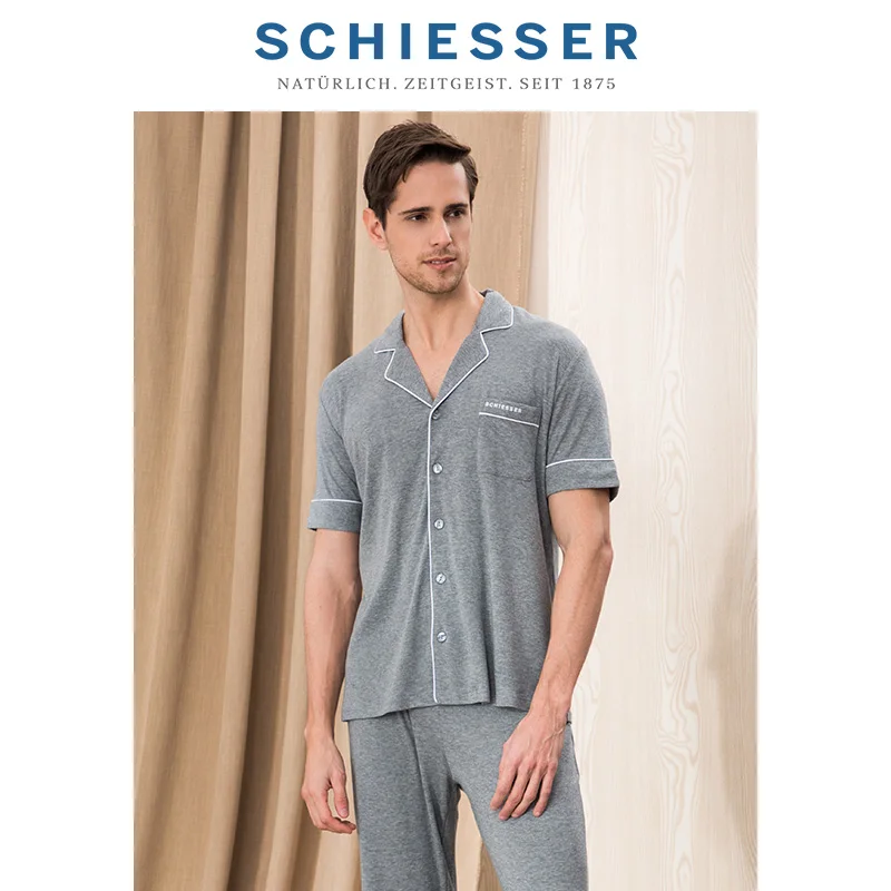 SCHIESSER Men's cotton modal breathable short-sleeved trousers home suit E5/17016H