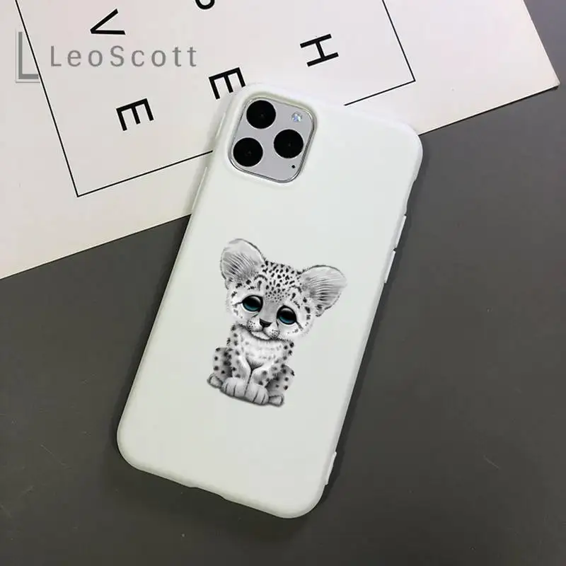 

Leopard cartoon cute Phone Case Candy Color for iPhone 11 12 mini pro XS MAX 8 7 6 6S Plus X 5S SE 2020 XR