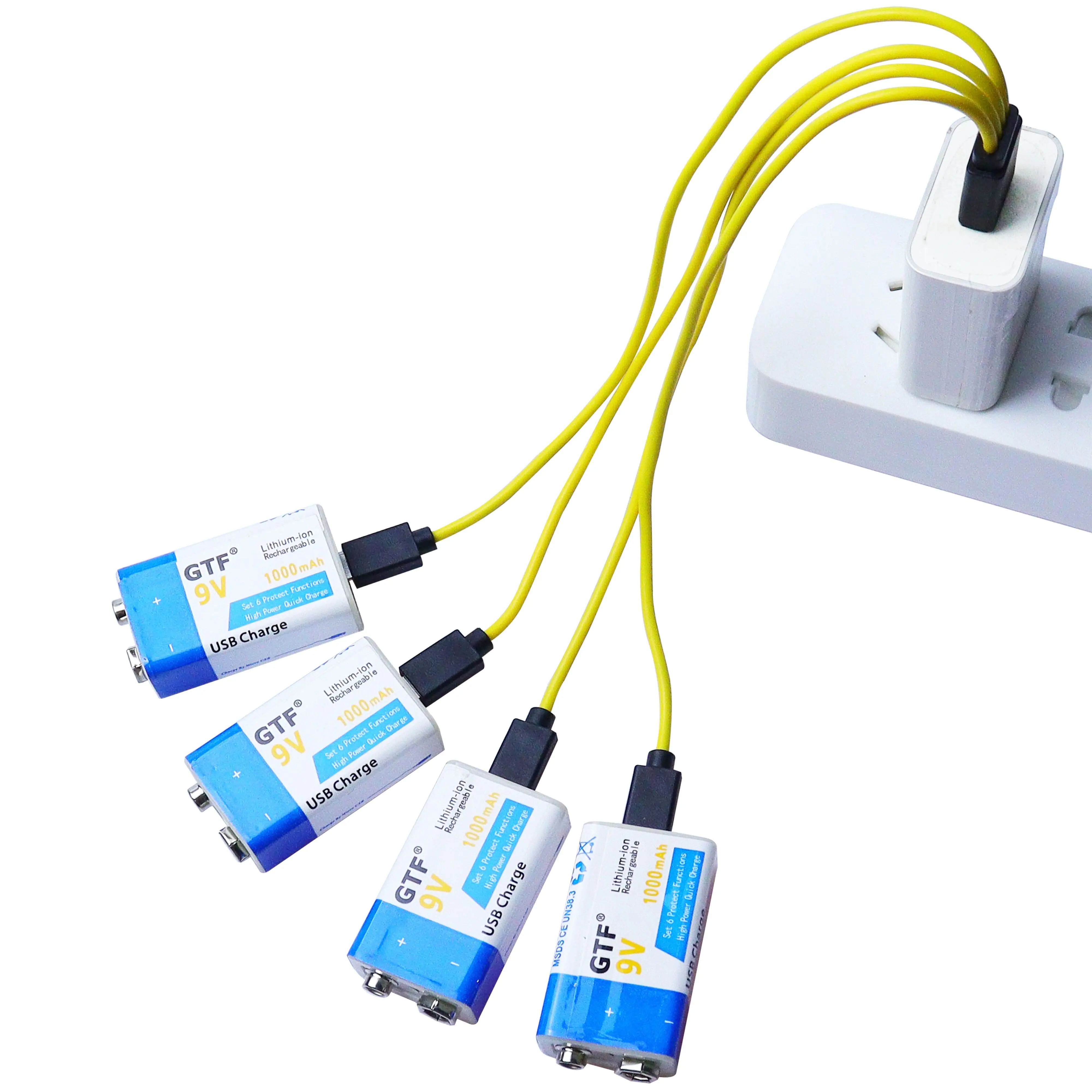 Литий ионная аккумуляторная батарея 9 В 1000 мАч 4 шт. батареи Micro USB литиевая для