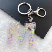 1pc keyring english letter stra sequins acrylic keychain 26 english word a to z handbag charms for woman