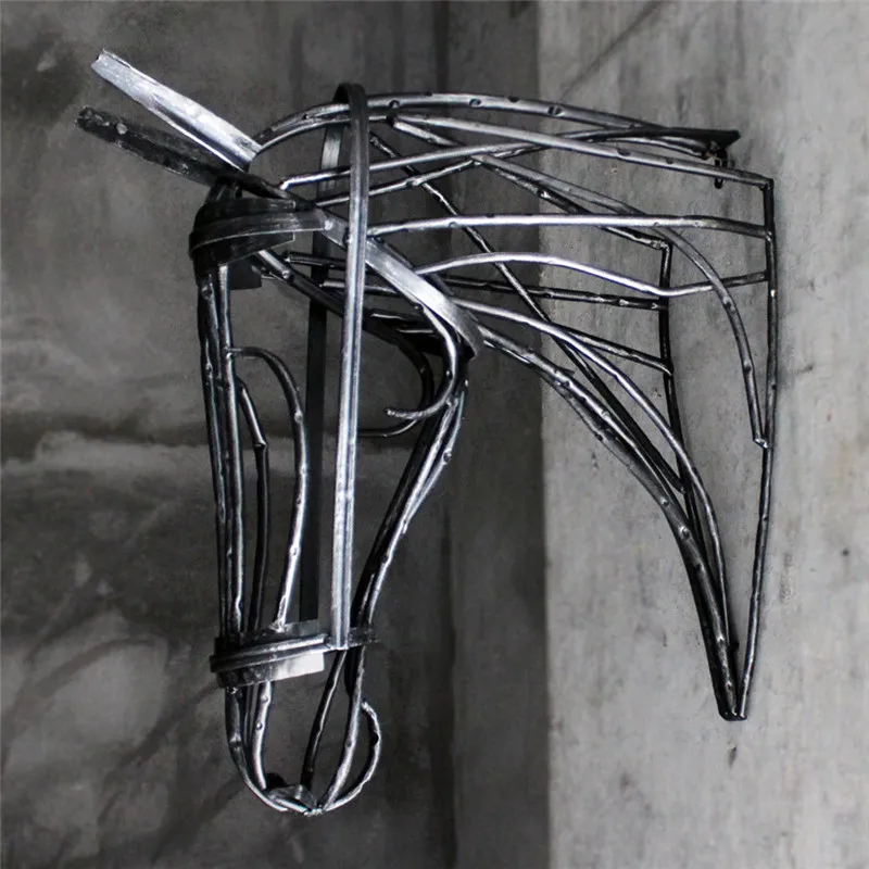 $ Креативная металлическая фигурка головы лошади настенное украшение 3D голова