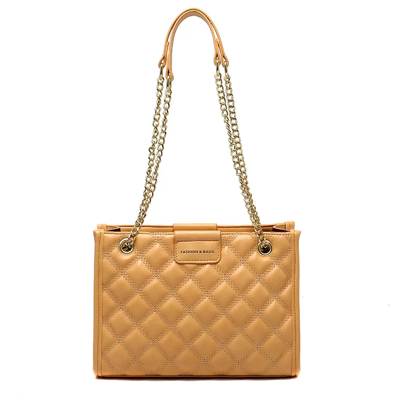 

Новое поступление 2021, женские Наплечные Сумки из искусственной кожи, модная вместительная сумка с ромбовидной сеткой и цепочкой