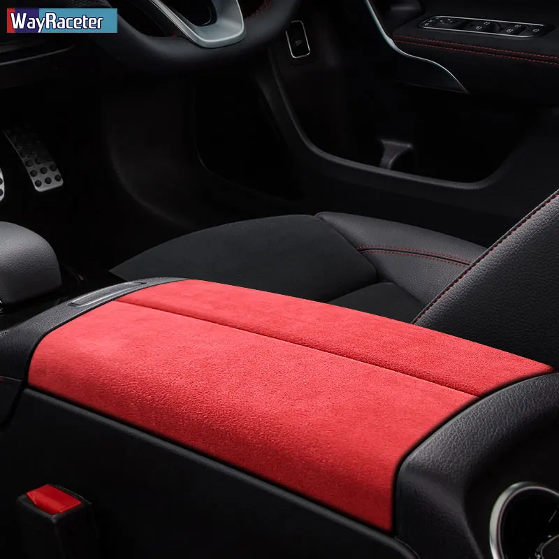 Ultrasuede Wrap Car Armrest Box Panel Trim Sticker Cover For Mercedes Benz A Class W177 2018 2019 2020 2021 AMG V177 Accessories